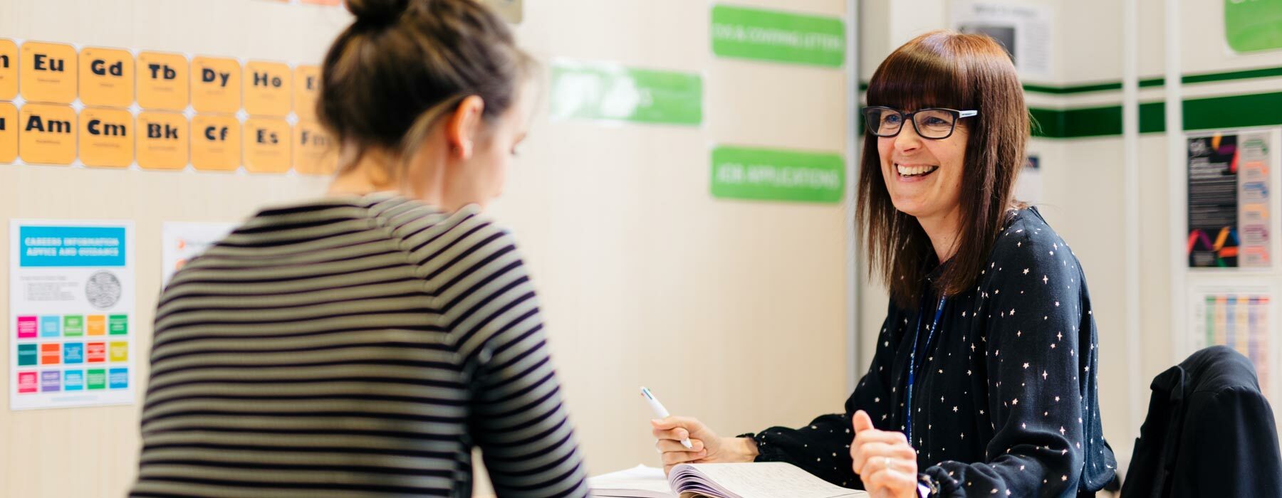 Careers Coordinator giving student advice