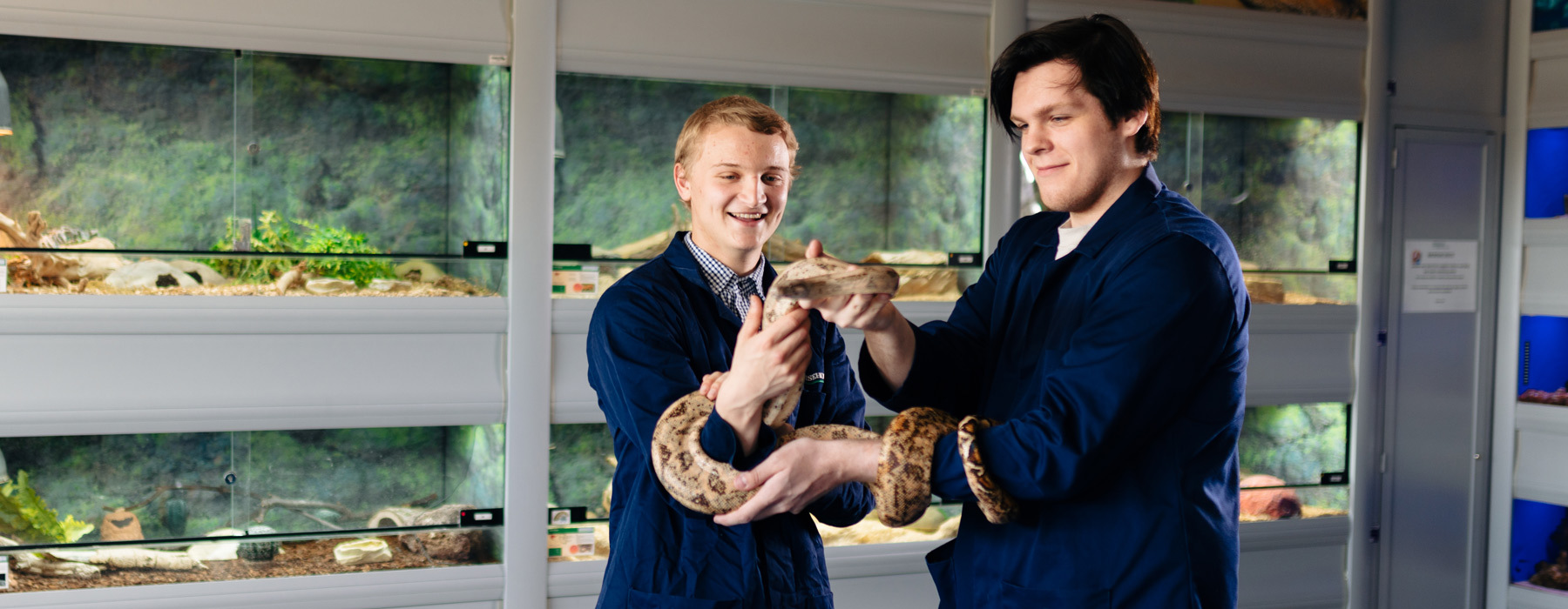 Riseholme Animal Management students holding snake
